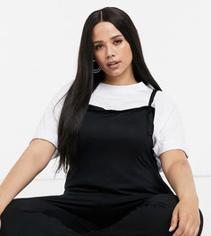 Черный трикотажный oversized-комбинезон для дома ASOS DESIGN Curve