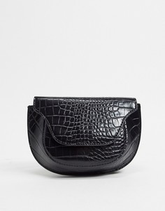 Черная маленькая сумка-седло с тиснением под крокодиловую кожу Glamorous-Черный