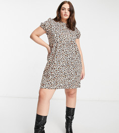 Многоярусное свободное платье из трикотажа с леопардовым принтом Street Collective Curve-Мульти