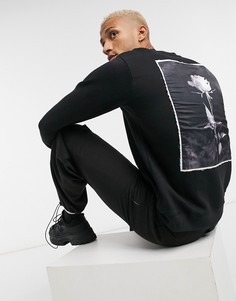 Свитшот с круглым вырезом и эластичным принтом на спине Bolongaro Trevor-Черный