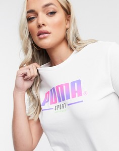 Белая/розовая футболка с логотипом Puma-Белый