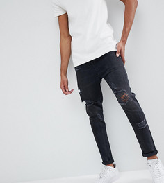 Черные выбеленные джинсы с заниженным шаговым швом ASOS DESIGN Tall-Черный