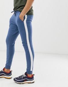 Синие супероблегающие джоггеры с полосками ASOS DESIGN-Синий