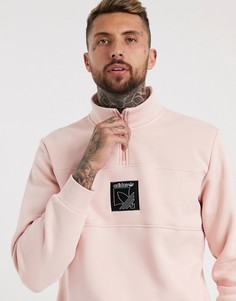 Розовый свитшот с горловиной на молнии и логотипом SPRT adidas Originals