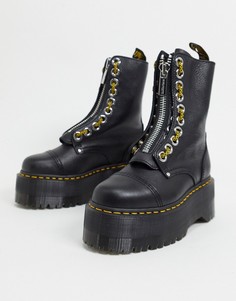 Эксклюзивные черные ботинки с 10 парами люверсов Dr Martens-Черный