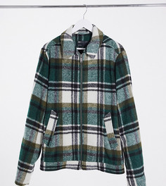 Зелено-бежевая куртка-харрингтон в клетку из смесовой шерсти ASOS DESIGN Plus-Зеленый