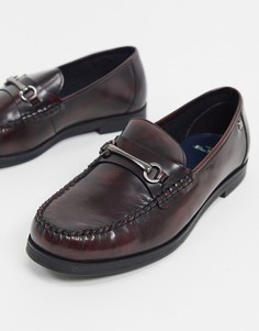 Бордовые кожаные лоферы с металлической вставкой Ben Sherman-Красный
