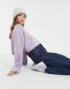 Лавандовый укороченный джемпер с отворотами на рукавах ASOS DESIGN-Фиолетовый
