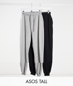 2 пары джоггеров с завязками ASOS DESIGN Tall - СКИДКА-Черный