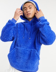 Плюшевый oversized-худи ярко-синего цвета ASOS DESIGN-Синий
