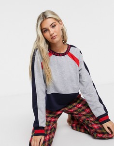 Укороченная серая футболка с длинными рукавами DKNY-Серый