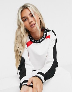 Укороченная белая футболка с длинными рукавами DKNY-Белый