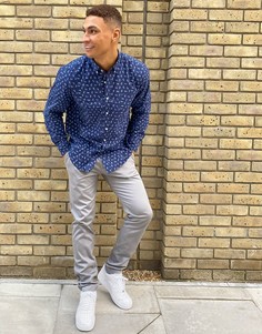 Рубашка с длинными рукавами с мелким принтом J Crew-Темно-синий