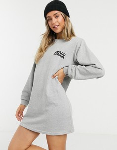 Серое платье-свитшот мини с логотипом ASOS DESIGN-Серый