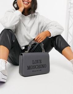 Серая сумка через плечо Love Moschino essential-Серый