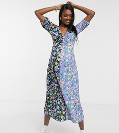 Платье миди с контрастным цветочным принтом и оборками ASOS DESIGN Maternity-Мульти