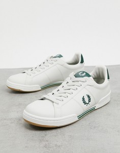 Белые кожаные кроссовки с контрастным логотипом Fred Perry B722-Белый