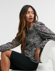 Блузка с пышными рукавами и цветочным принтом Vero Moda-Мульти