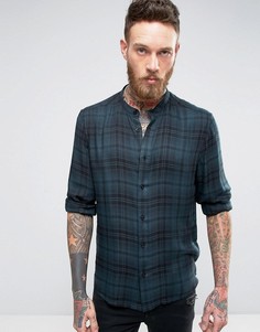 Клетчатая рубашка из вискозы классического кроя с воротником на пуговице ASOS DESIGN-Зеленый