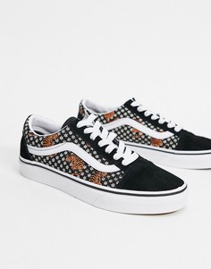 Черно-белые кроссовки Vans Old Skool с анималистическим и цветочным принтом-Мульти
