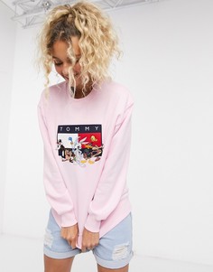 Розовый свитшот с логотипом Tommy Jeans x Looney Tunes