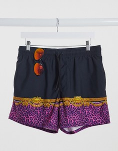 Короткие шорты для плавания от комплекта с принтом ASOS DESIGN-Черный