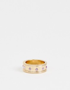 Золотистое кольцо с фиолетовыми кристаллами ASOS DESIGN-Золотой