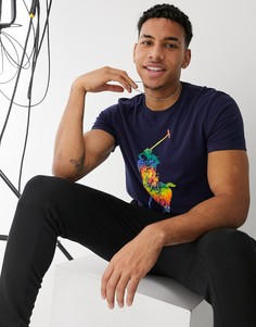 Темно-синяя футболка узкого кроя с логотипом игрока в поло с принтом тай-дай Polo Ralph Lauren-Темно-синий