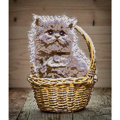 Алмазная мозаика Фрея "Котенок в корзине", 35х30 см Freya