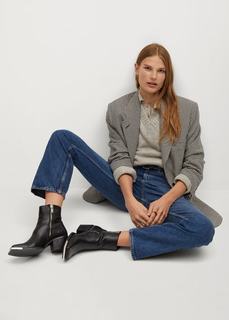 Кожаные ботинки с квадратным мысом - Girls Mango