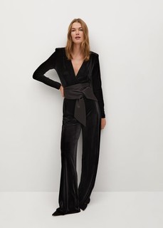 Фактурный комбинезон с бархатным поясом - Tuxedo7 Mango