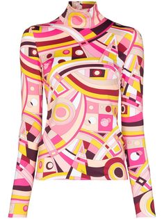 Emilio Pucci топ с геометричным принтом и высоким воротником