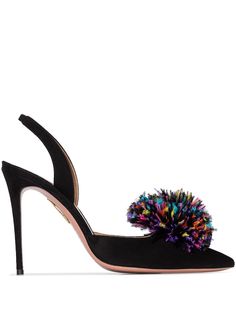 Aquazzura туфли-лодочки Feather Puff 120 с ремешком на пятке