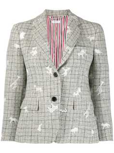 Thom Browne твидовый пиджак с вышивкой