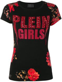 Philipp Plein футболка с цветочным принтом и логотипом