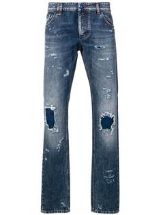 Philipp Plein состаренные выцветшие джинсы
