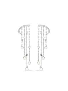 Yoko London серьги Sleek Akoya из белого золота с жемчугом и бриллиантами