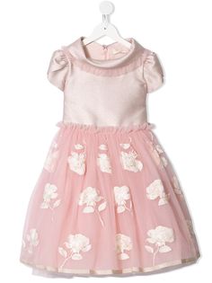 Monnalisa расклешенное платье с цветочной вышивкой