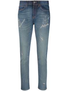 Gucci укороченные джинсы с эффектом потертости