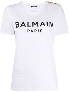 Balmain футболка с логотипом и пуговицами