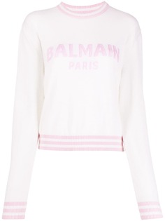 Balmain жаккардовый джемпер с логотипом
