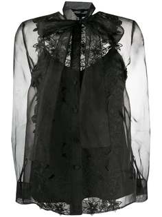 Escada полупрозрачная блузка с цветочной вышивкой