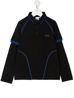 Boss Kids contrast-stitch layered polo top