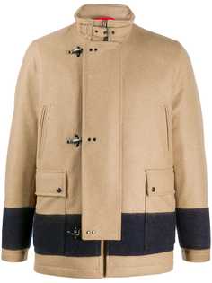 Fay contrasting band single-breasted coat