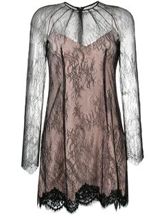 Blumarine кружевное платье мини с длинным рукавами