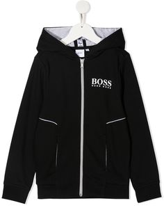 Boss Kids куртка на молнии с вышитым логотипом