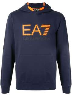 Ea7 Emporio Armani blue logo hoodie