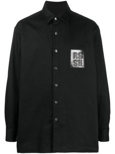 Raf Simons твиловая рубашка с нашивкой-логотипом