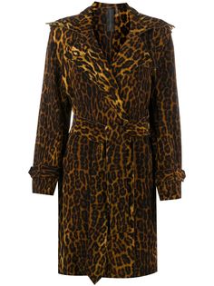 Norma Kamali leopard-print belted coat