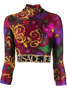 Versace Jeans Couture baroque print cropped blouse